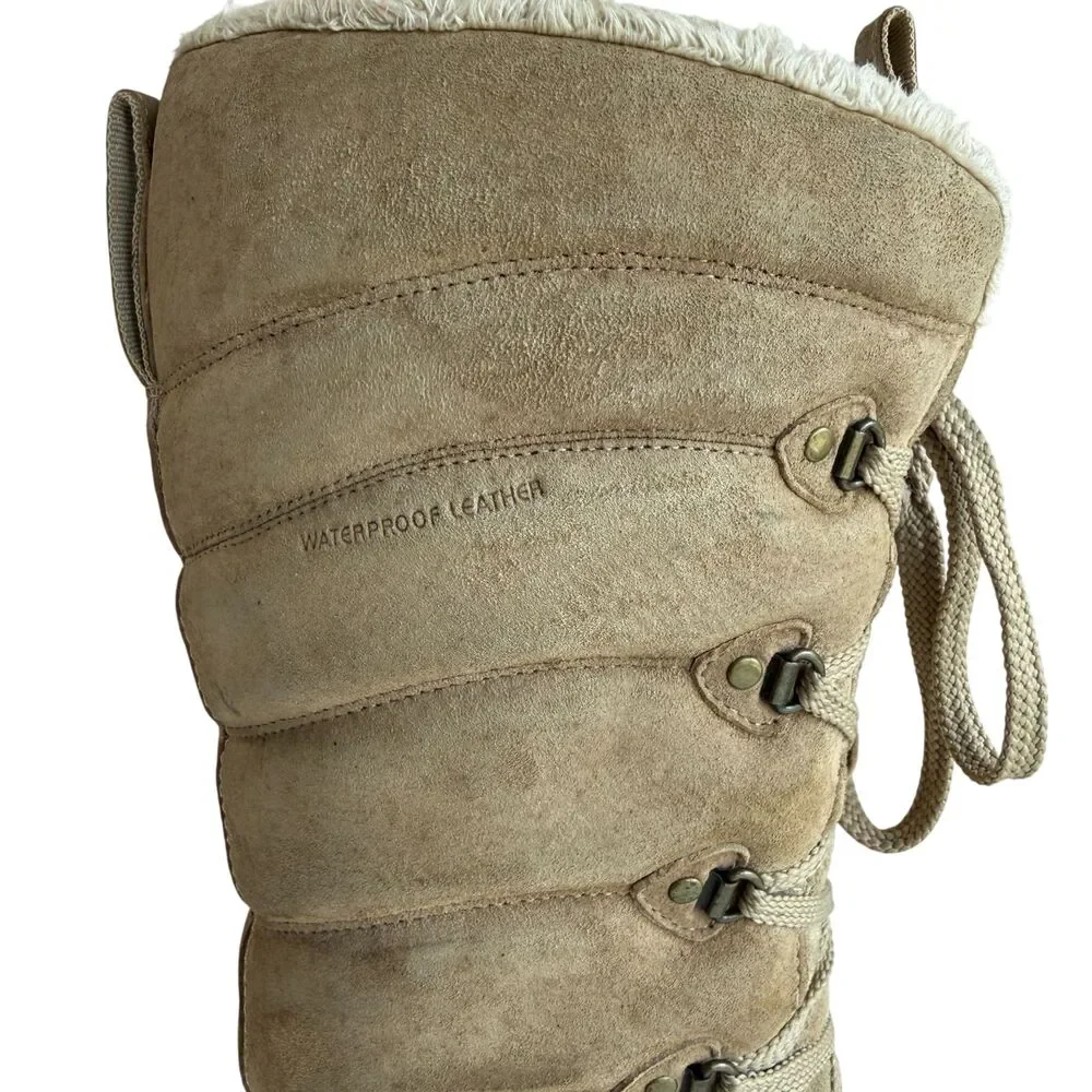 Helly Hansen Skuld 4 Winter Waterproof Leather Boots Beige Women's Size 9.5